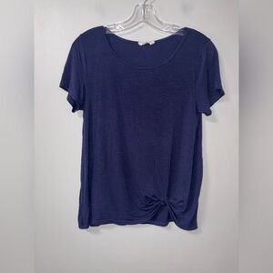 Exclusive One Navy Round Neck Side Tie Basic Solid Minimalist Top M